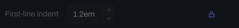 The First-line indent row of the Text group, dimmed, with a lock beside it.
