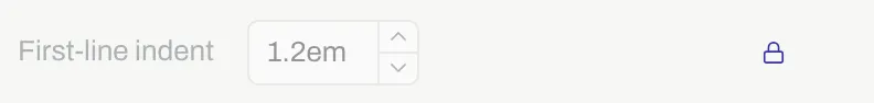 The First-line indent row of the Text group, dimmed, with a lock beside it.