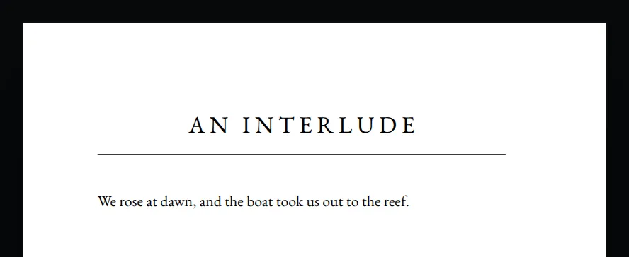 A chapter opening whose heading is set in spaced capitals over a thin rule.