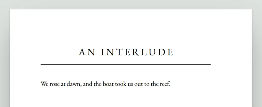 A chapter opening whose heading is set in spaced capitals over a thin rule.