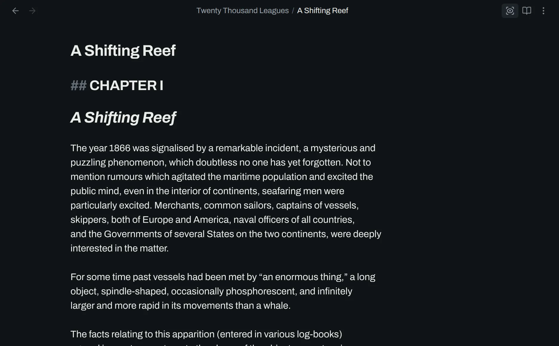 A chapter open in the Obsidian editor, with Open preview in the header.